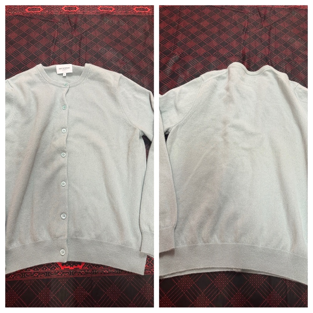 Eric Bompard cashmere cardigan sweater XL
Pit to pit: 18”
Length: ~24